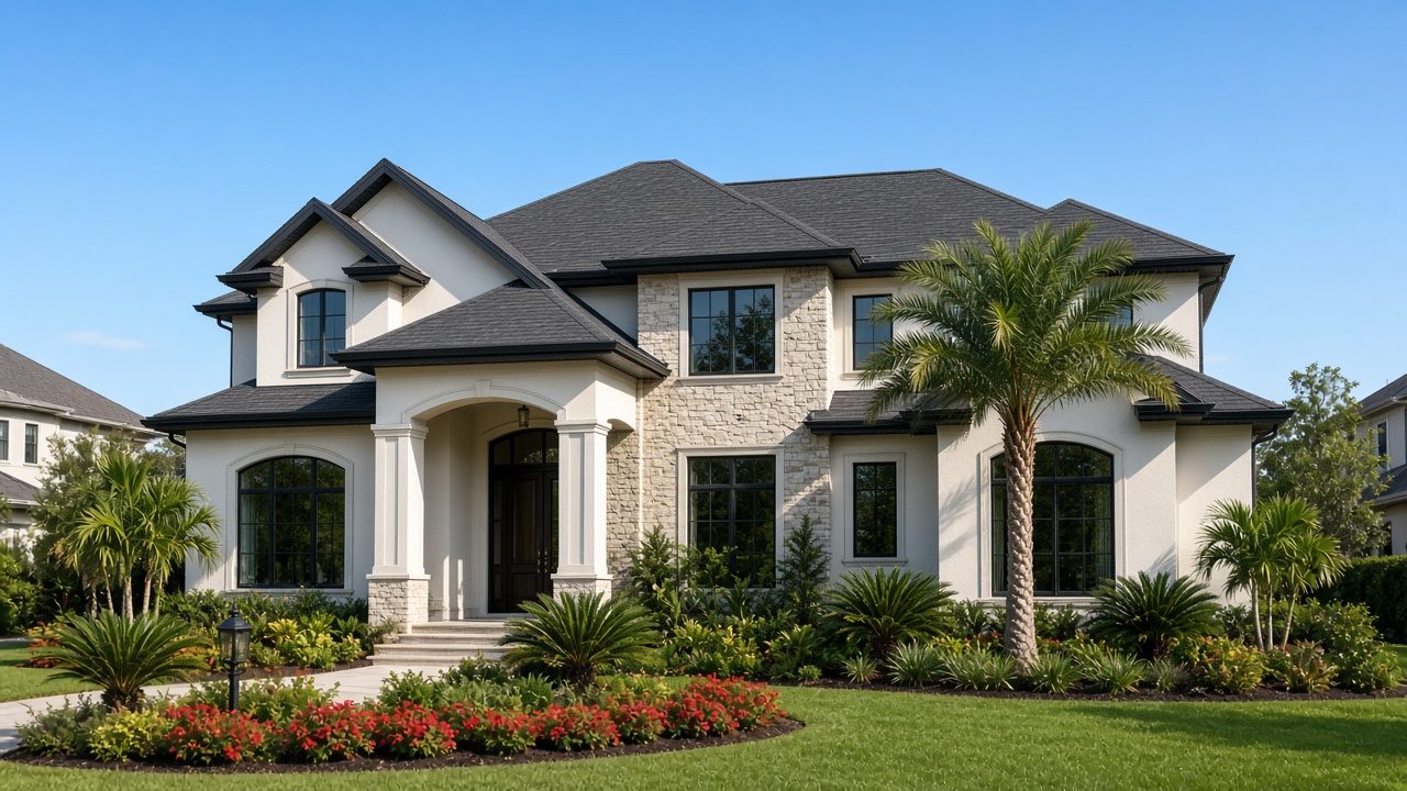 Home with architectural asphalt shingle roof